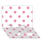 Polka Dots - Flamingo Pink on White LOVE Bottom 3D Greeting Card (7x5)