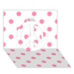 Polka Dots - Flamingo Pink on White Peace Sign 3D Greeting Card (7x5)