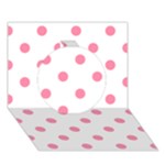 Polka Dots - Flamingo Pink on White Circle 3D Greeting Card (7x5)