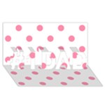 Polka Dots - Flamingo Pink on White #1 DAD 3D Greeting Card (8x4)