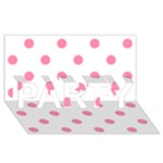 Polka Dots - Flamingo Pink on White PARTY 3D Greeting Card (8x4)