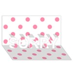 Polka Dots - Flamingo Pink on White SORRY 3D Greeting Card (8x4)