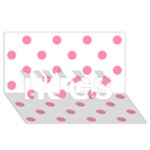 Polka Dots - Flamingo Pink on White HUGS 3D Greeting Card (8x4)