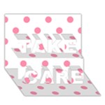 Polka Dots - Flamingo Pink on White TAKE CARE 3D Greeting Card (7x5)