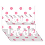 Polka Dots - Flamingo Pink on White You Rock 3D Greeting Card (7x5)