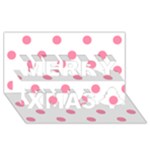 Polka Dots - Flamingo Pink on White Merry Xmas 3D Greeting Card (8x4)