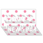 Polka Dots - Flamingo Pink on White Happy New Year 3D Greeting Card (8x4)