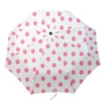 Polka Dots - Flamingo Pink on White Folding Umbrella