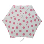 Polka Dots - Flamingo Pink on White Mini Umbrella