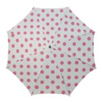 Polka Dots - Flamingo Pink on White Golf Umbrella