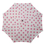 Polka Dots - Flamingo Pink on White Hook Handle Umbrella (Small)