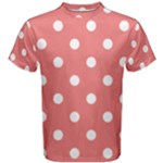 Polka Dots - White on Coral Pink Men s Cotton Tee
