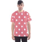 Polka Dots - White on Coral Pink Men s Sport Mesh Tee