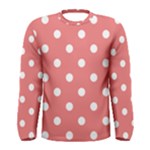 Polka Dots - White on Coral Pink Men s Long Sleeve T-shirt