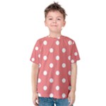 Polka Dots - White on Coral Pink Kid s Cotton Tee