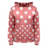 Polka Dots - White on Coral Pink Women s Pullover Hoodie