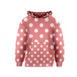 Polka Dots - White on Coral Pink Kid s Pullover Hoodie