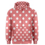 Polka Dots - White on Coral Pink Men s Zipper Hoodie
