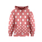 Polka Dots - White on Coral Pink Kid s Zipper Hoodie