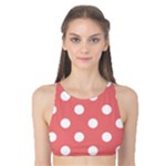 Polka Dots - White on Coral Pink Tank Bikini Top