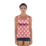 Polka Dots - White on Coral Pink Women s Sport Tank Top