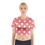 Polka Dots - White on Coral Pink Cotton Crop Top