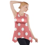 Polka Dots - White on Coral Pink Side Drop Tank Tunic