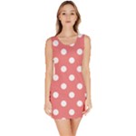 Polka Dots - White on Coral Pink Bodycon Dress