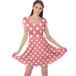 Polka Dots - White on Coral Pink Cap Sleeve Dress