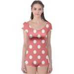 Polka Dots - White on Coral Pink Boyleg Leotard (Ladies)
