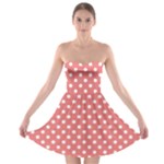 Polka Dots - White on Coral Pink Strapless Bra Top Dress