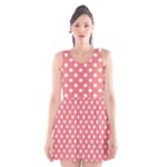 Polka Dots - White on Coral Pink Scoop Neck Skater Dress