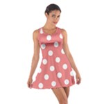 Polka Dots - White on Coral Pink Cotton Racerback Dress
