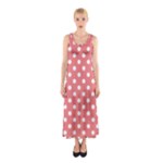 Polka Dots - White on Coral Pink Full Print Maxi Dress