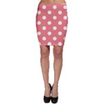 Polka Dots - White on Coral Pink Bodycon Skirt