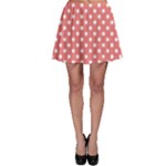 Polka Dots - White on Coral Pink Skater Skirt