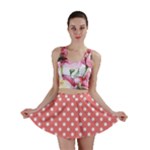 Polka Dots - White on Coral Pink Mini Skirt