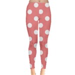 Polka Dots - White on Coral Pink Women s Leggings