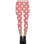 Polka Dots - White on Coral Pink Capri Leggings