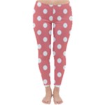 Polka Dots - White on Coral Pink Winter Leggings