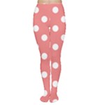 Polka Dots - White on Coral Pink Women s Tights
