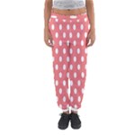 Polka Dots - White on Coral Pink Women s Jogger Sweatpants