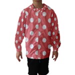 Polka Dots - White on Coral Pink Hooded Wind Breaker (Kids)