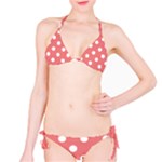 Polka Dots - White on Coral Pink Bikini Set