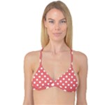 Polka Dots - White on Coral Pink Reversible Tri Bikini Top