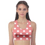 Polka Dots - White on Coral Pink Women s Sports Bra