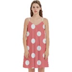 Polka Dots - White on Coral Pink Women s Reversible Sports Bra with Border