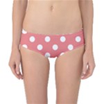 Polka Dots - White on Coral Pink Classic Bikini Bottoms