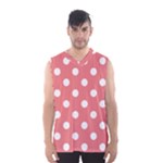 Polka Dots - White on Coral Pink Men s Basketball Tank Top