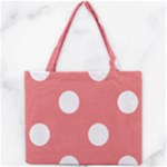 Polka Dots - White on Coral Pink Mini Tote Bag